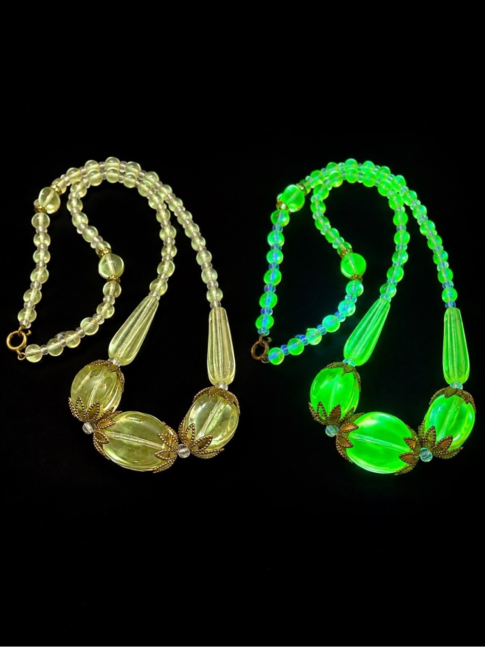 Uranium Glass Necklace Vintage